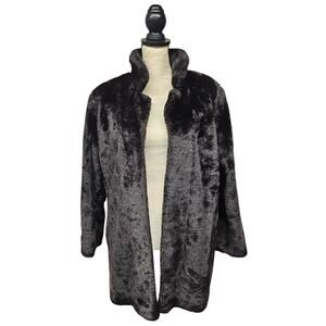 Vintage Faux Fur Open Front Jacket Womens XL Brown Outerwear Luxe Mob Wife